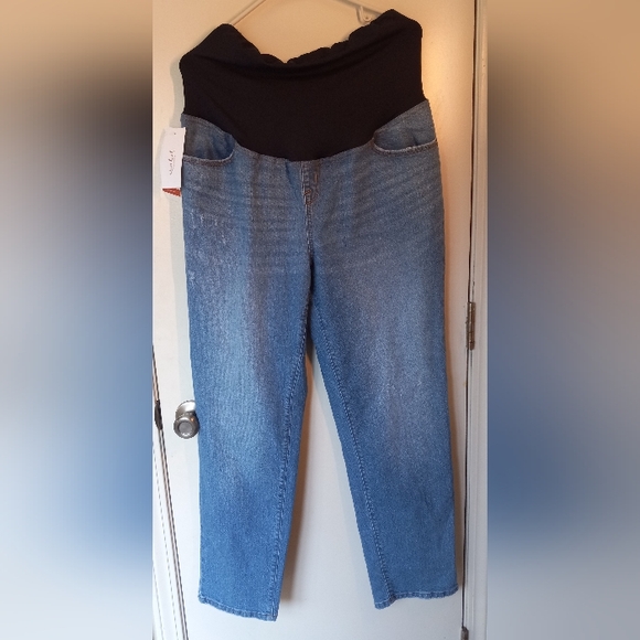 NWT Sz 12 Over Belly 90's Straight Leg Maternity Ankle Jeans - Isabel Maternity - Picture 5 of 15